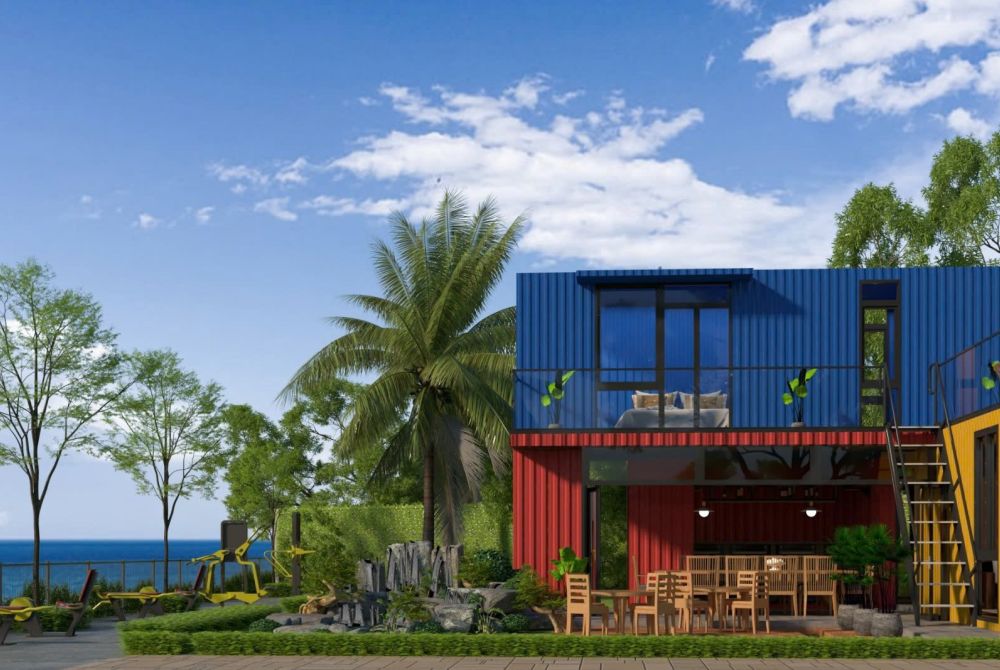 Nhà container ven sông 2 tầng